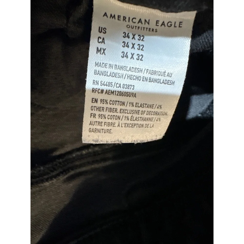 American Eagle Airflex+ Athletic Fit Jeans Mens 34x32 Faded Black Distressed